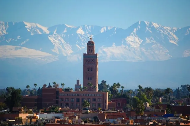 Stuning view in Marrakech showing koutoubia mosque