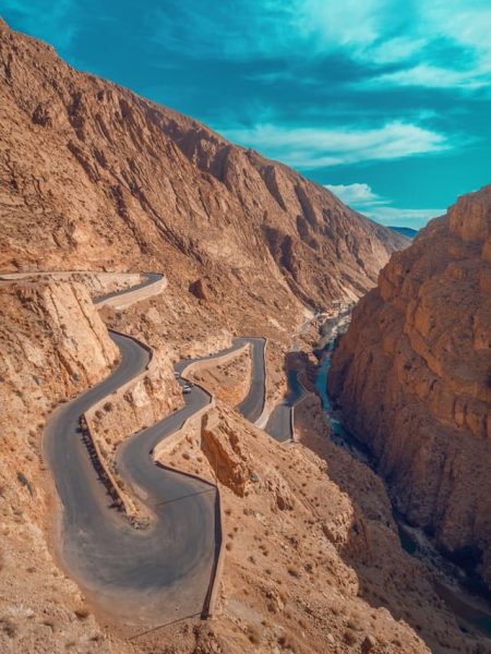 Tissaderine mountain road with stunning landscapes in the High Atlas Mountains of Morocco