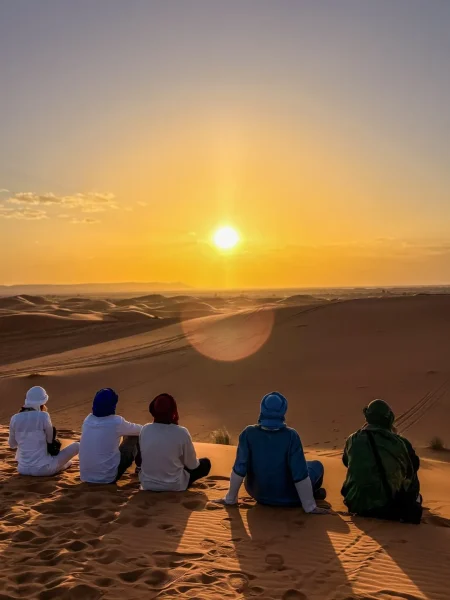 a beautiful sunset over the dune of Merzouga