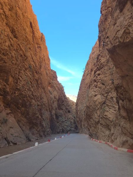 Todra Gorges with towering canyon walls in Morocco