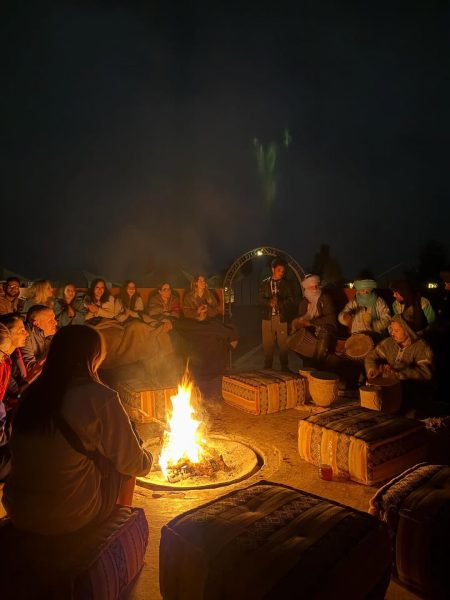Dancing around the campfire in the middle of the desert