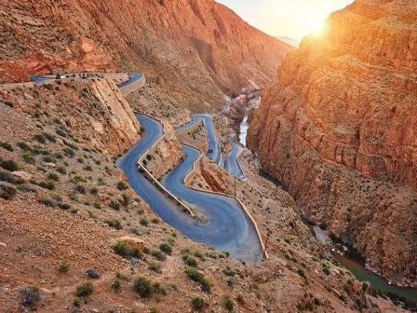 Tissadrine Dades Gorges surrounded by dramatic mountains in Morocco