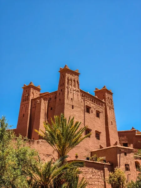 Ait Ben Haddou Kasbah with historic mud-brick buildings and cinematic desert landscapes in Morocco